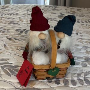 Vintage Handcrafted Gnome Couple in Basket!!